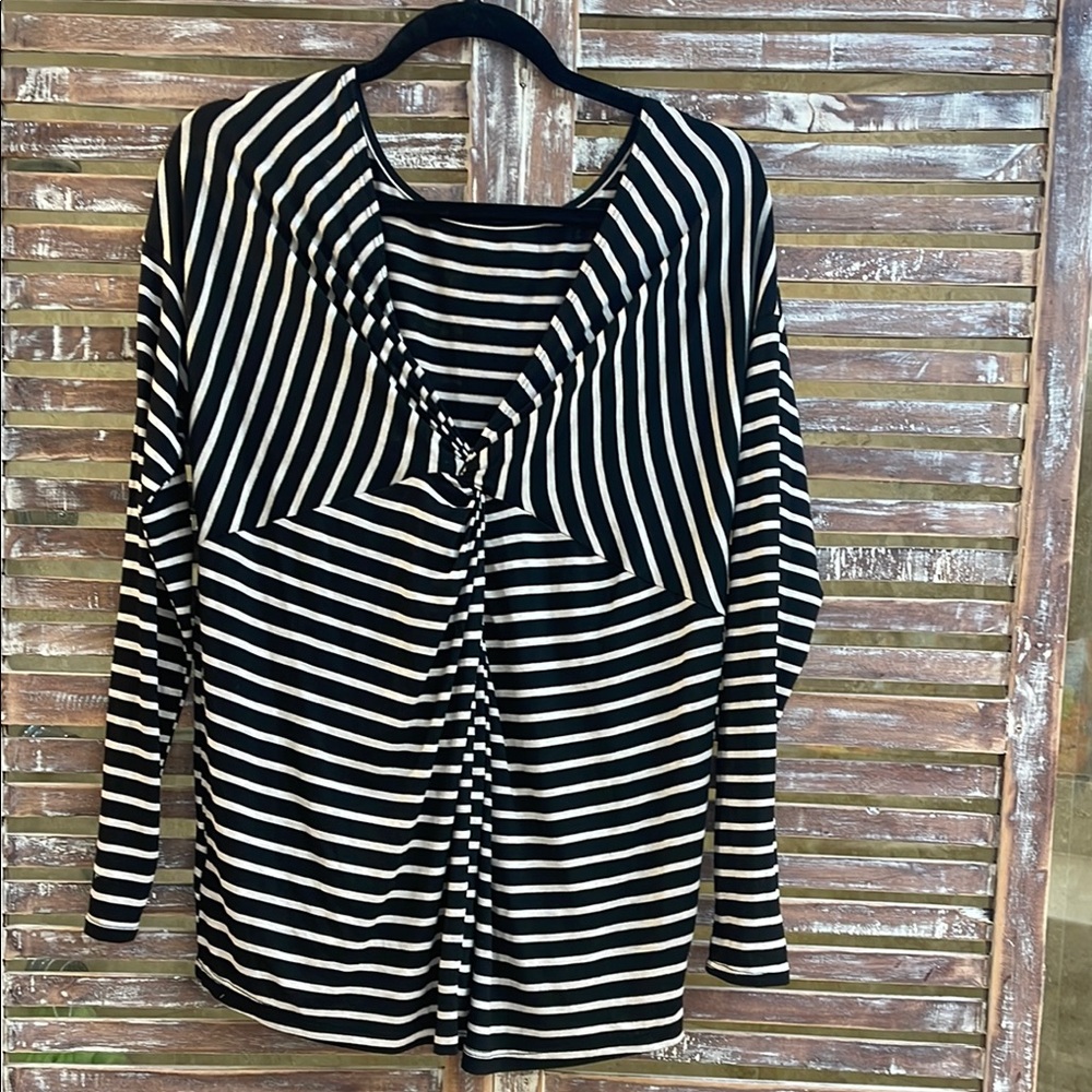 Black and White Striped Women's Top